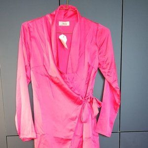 Elegant Pink Dress with Integral Pants (S)